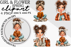 Whimsical Girl &amp; Flower Spring Clipart Product Image 2