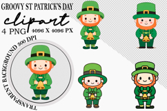 Whimsical Groovy St Patrick’s Day Clipart Watercolor png Product Image 1