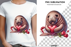 Valentine manatee png design for T-shirts Product Image 4