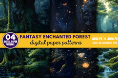 Fantasy Enchanted Forest Digital Paper Bundle PNG Product Image 5