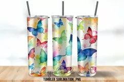 Colorful Butterfly Tumbler Wrap Sublimation Designs Product Image 4