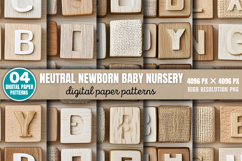 Neutral Newborn Baby Nursery Digital Paper Background PNG Product Image 1
