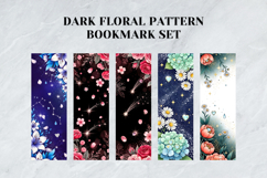 Dark Floral Pattern Bookmark Set,Gothic Flowers Stationery Product Image 4