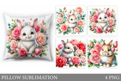 Cute Bunny Sublimation. Cute Bunny Pillow Sublimation Product Image 1
