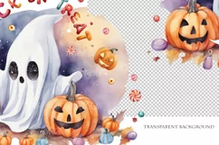 Trick or Treat, Halloween Lettering PNG, Ghost and Pumpkin Product Image 4
