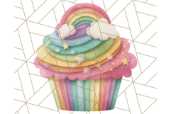 Paper Cupcake Clipart Layered Paper Scrapbook Collage Png Product Image 4