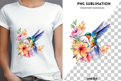 Kolibri with flowers png design for T-shirts Product Image 4