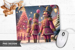 Festive Nutcracker Soldier in Pastel Pink and Gold Mouse Pad Product Image 1