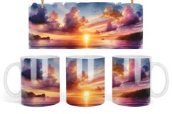 Sunset mug design, Watercolor Coffee Mug Sublimation Product Image 1