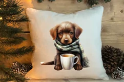Christmas Dog And Coffee Clipart, Christmas Clipart Product Image 4