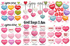 Crochet Valentine Candy Heart PNG, Faux Yarn You Are Enough Product Image 1