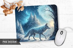 Crystal Fur Wolf in a Winter Wonderland Mouse Pad PNG Design Product Image 1