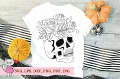 Skull with Roses Svg, Layered Svg, Sugar Skull Svg Product Image 2