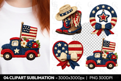 Patriotic Crochet Sublimation PNG Clipart Product Image 1