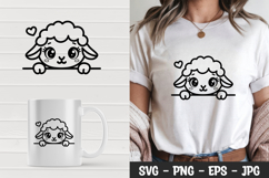 Cute kawaii peeking baby goat t-shirt, mug wrap, svg design Product Image 1
