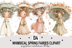 Whimsical Spring Fairies Clipart Watercolor PNG Product Image 1