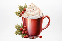 Christmas Hot Cocoa Watercolor Clipart PNG Product Image 4