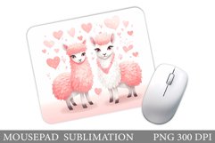 Valentines Lama Mouse Pad. Cute Lama Mouse Pad Sublimation Product Image 1