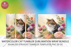 Cat Tumbler Sublimation Wrap Watercolor Seamless Straight Te Product Image 1