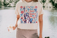 She loves Jesus and America too PNG T-Shirt|4th of July PNG Product Image 4
