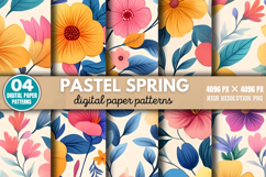Pastel Spring Flower Pattern Digital Paper Background PNG Product Image 1