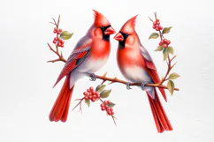 Christmas Cardinal Watercolor Clipart PNG Product Image 4