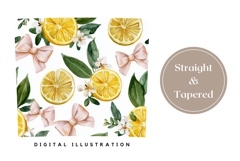 Watercolor Lemon Tumbler Wrap, Pink Bows Tumbler Sublimation Product Image 4