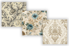 Parisian Toile Digital Paper Pack, French Vintage Floral Product Image 4