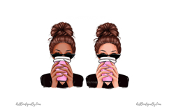 Girl With Coffee Clipart: Hand Drawn PNG Product Image 2