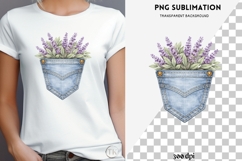 Denim pocket flowers png design for T-shirts Product Image 4