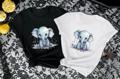 Cute Kawai baby elephant watercolor SVG, baby elephant png Product Image 4
