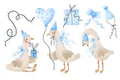 Goose Celebrate Newborn Baby Boy Birthday. Happy Birthday Product Image 1