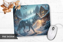 Frosty Wolf in an Enchanted Village Mouse Pad PNG Design Product Image 1