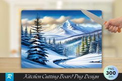 Snowy Mountain Pines Winter Cutting Board PNG Design Product Image 1