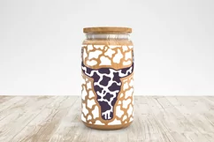 Western Libbey glass svg, Cow Print 16oz Can glass wrap svg Product Image 4