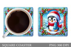 Christmas Penguin Coaster. Christmas Coaster Sublimation Product Image 1