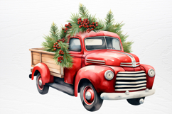 Christmas Cars Watercolor clipart PNG Product Image 4