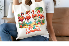 Hello Summer Flamingo PNG, Tropical Beach Sublimation Design Product Image 4