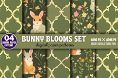 Bunny Blooms set Digital Background Bundle PNG Product Image 5