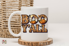Boo Yall PNG, Rustic Wood Ghost Halloween Sublimation Design Product Image 3