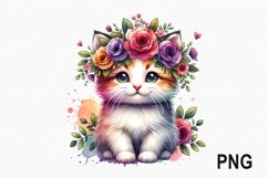 Cat Flowers Sublimation - Cat Flowers Clipart PNG Design Product Image 1