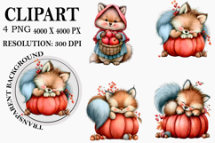 Autumn Fox Watercolor Clipart Watercolor PNG Product Image 1