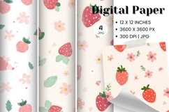 Strawberry Pattern Background Fresh Fruit Wallpaper Backdrop Product Image 1