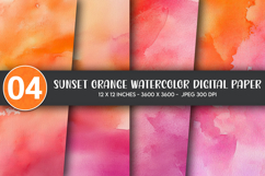 Sunset Orange Watercolor Digital Paper Product Image 1