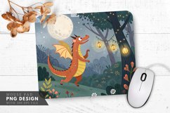Curious Night Dragon Among Stars Mouse Pad PNG Design Product Image 1