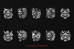 10 Bundle Dark Art Oni Mask Floral Rose Japanese Demon Devil Product Image 6