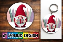 Playful Circle Keychain Sublimation, Gnomes Product Image 1