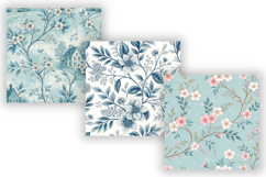 Blue Toile Seamless Digital Paper, French Floral Shabby Chic Product Image 4