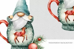 Watercolor Christmas gnome in tea mug, Gnome PNG Product Image 4
