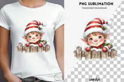 Christmas peeking character png design for T-shirts Product Image 4